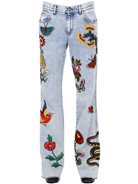 embroidered gucci patch jeans|Gucci jeans for women.